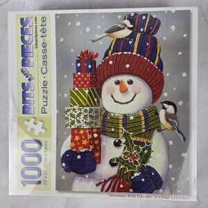 Bits And Pieces "Snowman With Presents" 1000 Piece Jigsaw Puzzle Factory Sealed